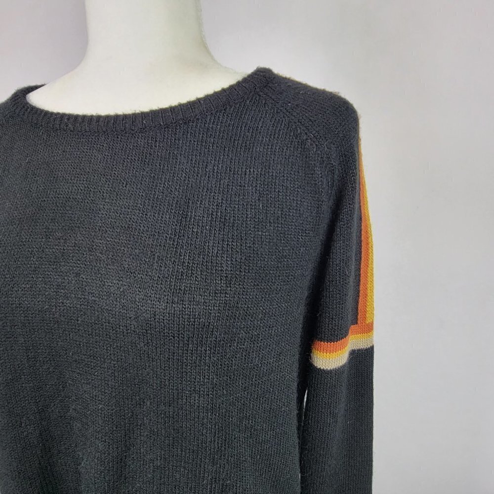 Don't  Ask Why Sweater Black Long Sleeve Boat Neck Pullover Acrylic Women's OS - Picture 2 of 9